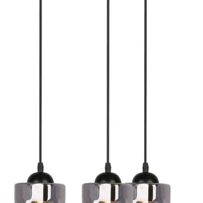 Závěsné moderní osvětlení FELIS - 3xE27, 60W, černé / kouřové sklo