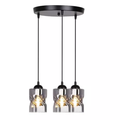Závěsné moderní osvětlení FELIS - 3xE27, 60W, černé / kouřové sklo