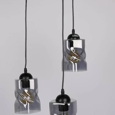 Závěsné moderní osvětlení FELIS - 3xE27, 60W, černé / kouřové sklo