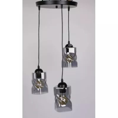 Závěsné moderní osvětlení FELIS - 3xE27, 60W, černé / kouřové sklo