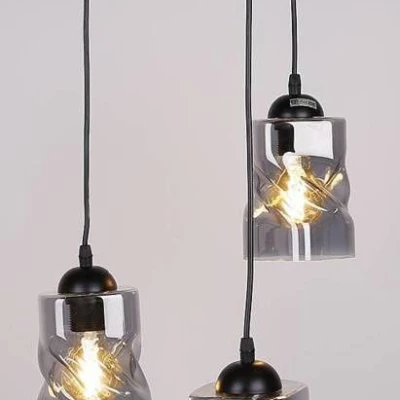 Závěsné moderní osvětlení FELIS - 3xE27, 60W, černé / kouřové sklo