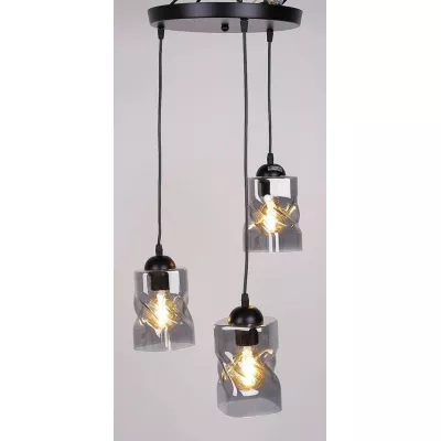 Závěsné moderní osvětlení FELIS - 3xE27, 60W, černé / kouřové sklo