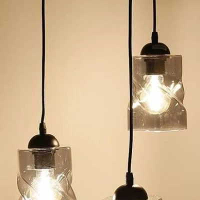 Závěsné moderní osvětlení FELIS - 3xE27, 60W, černé / kouřové sklo