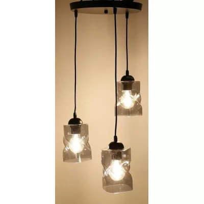 Závěsné moderní osvětlení FELIS - 3xE27, 60W, černé / kouřové sklo