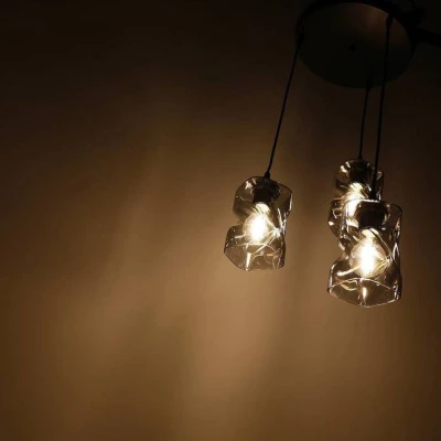 Závěsné moderní osvětlení FELIS - 3xE27, 60W, černé / kouřové sklo