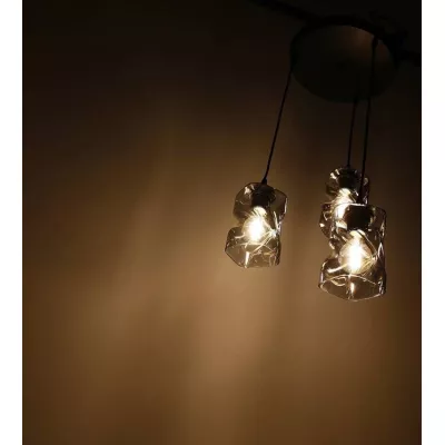 Závěsné moderní osvětlení FELIS - 3xE27, 60W, černé / kouřové sklo