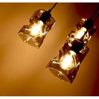 Závěsné moderní osvětlení FELIS - 3xE27, 60W, černé / kouřové sklo