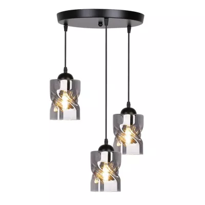 Závěsné moderní osvětlení FELIS - 3xE27, 60W, černé / kouřové sklo