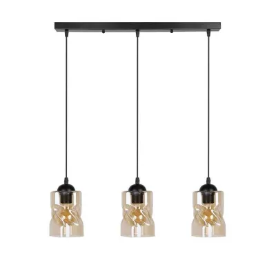 Závěsné osvětlení nad jídelní stůl FELIS - 3xE27, 60W, černé / jantarové sklo