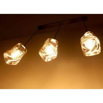 Závěsné osvětlení nad jídelní stůl FELIS - 3xE27, 60W, černé / jantarové sklo