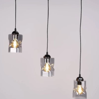 Závěsné osvětlení nad jídelní stůl FELIS - 3xE27, 60W, černé / kouřové sklo