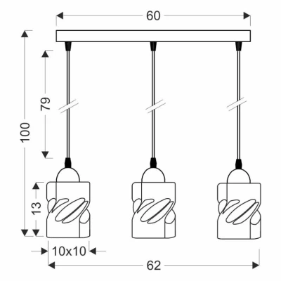 Závěsné osvětlení nad jídelní stůl FELIS - 3xE27, 60W, černé / kouřové sklo