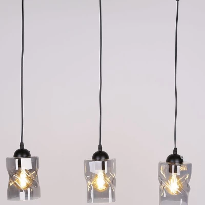 Závěsné osvětlení nad jídelní stůl FELIS - 3xE27, 60W, černé / kouřové sklo