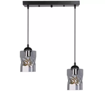 Závěsné osvětlení nad jídelní stůl FELIS - 2xE27, 60W, černé / kouřové sklo