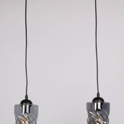 Závěsné osvětlení nad jídelní stůl FELIS - 2xE27, 60W, černé / kouřové sklo