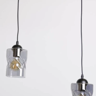 Závěsné osvětlení nad jídelní stůl FELIS - 2xE27, 60W, černé / kouřové sklo