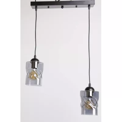 Závěsné osvětlení nad jídelní stůl FELIS - 2xE27, 60W, černé / kouřové sklo