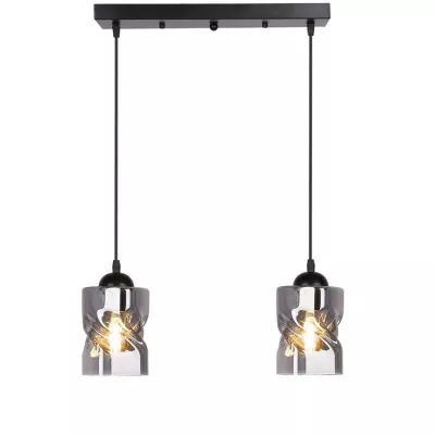 Závěsné osvětlení nad jídelní stůl FELIS - 2xE27, 60W, černé / kouřové sklo