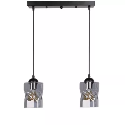 Závěsné osvětlení nad jídelní stůl FELIS - 2xE27, 60W, černé / kouřové sklo