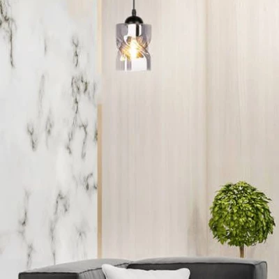 Moderní závěsné osvětlení FELIS - 1xE27, 60W, černé / kouřové sklo