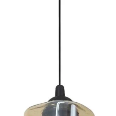 Moderní závěsné osvětlení FELIS - 1xE27, 60W, černé / jantarové sklo