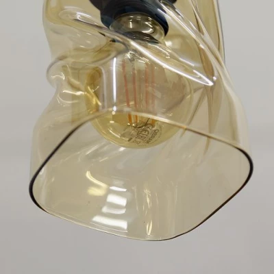 Moderní závěsné osvětlení FELIS - 1xE27, 60W, černé / jantarové sklo