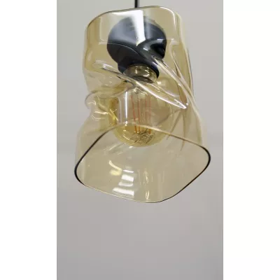 Moderní závěsné osvětlení FELIS - 1xE27, 60W, černé / jantarové sklo