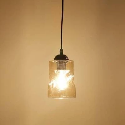 Moderní závěsné osvětlení FELIS - 1xE27, 60W, černé / jantarové sklo