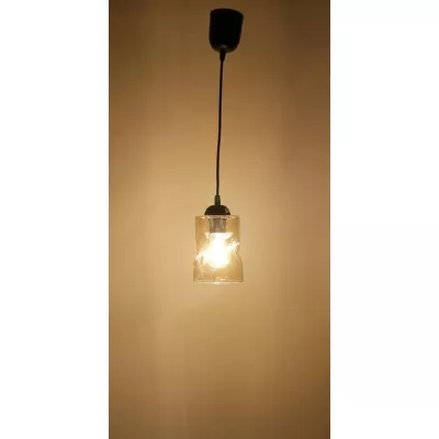 Moderní závěsné osvětlení FELIS - 1xE27, 60W, černé / jantarové sklo