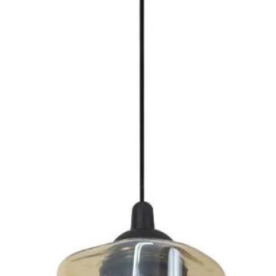 Moderní závěsné osvětlení FELIS - 1xE27, 60W, černé / jantarové sklo