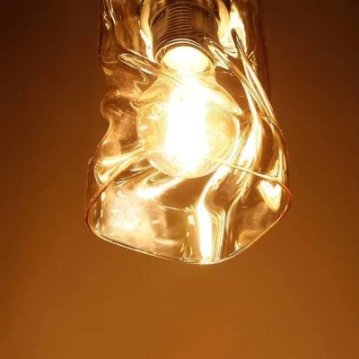 Moderní závěsné osvětlení FELIS - 1xE27, 60W, černé / jantarové sklo