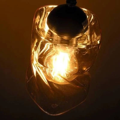 Moderní závěsné osvětlení FELIS - 1xE27, 60W, černé / jantarové sklo