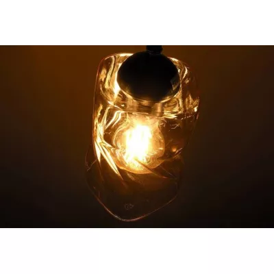 Moderní závěsné osvětlení FELIS - 1xE27, 60W, černé / jantarové sklo