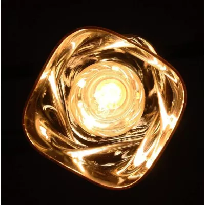 Moderní závěsné osvětlení FELIS - 1xE27, 60W, černé / jantarové sklo