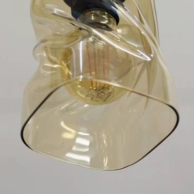 Moderní závěsné osvětlení FELIS - 1xE27, 60W, černé / jantarové sklo