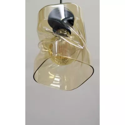 Moderní závěsné osvětlení FELIS - 1xE27, 60W, černé / jantarové sklo