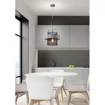 Závěsné moderní světlo FIBA - 1xE27, 40W, černé / stříbrné