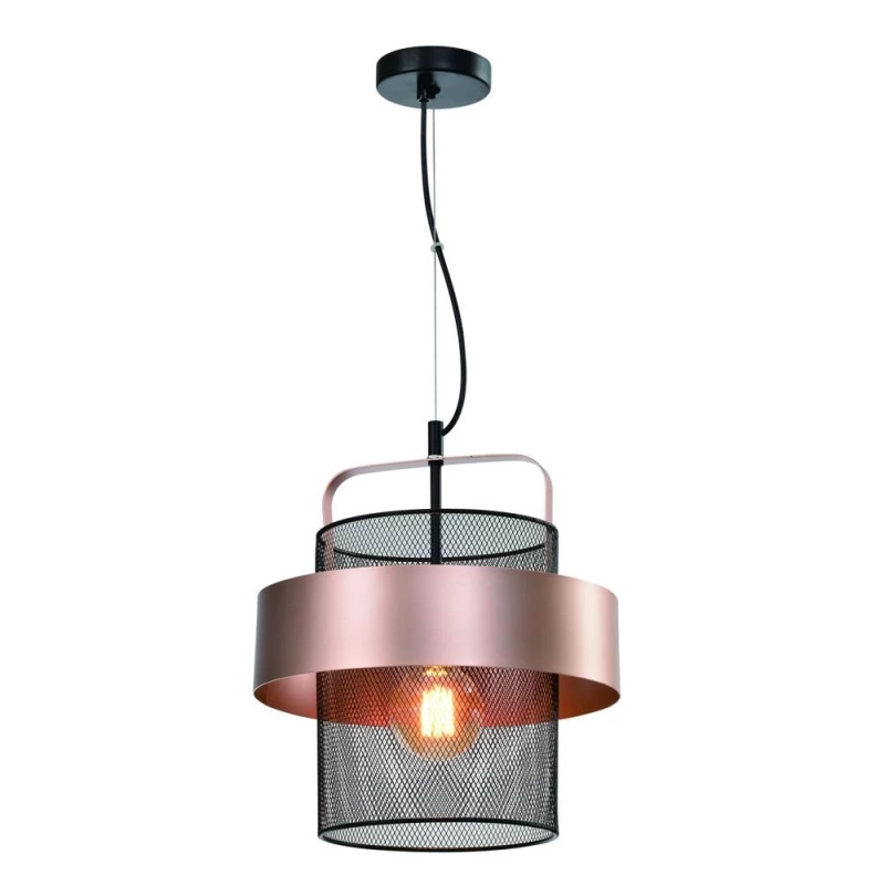 Závěsné moderní světlo FIBA - 1xE27, 40W, černé / měděné