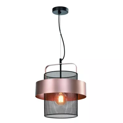 Závěsné moderní světlo FIBA - 1xE27, 40W, černé / měděné