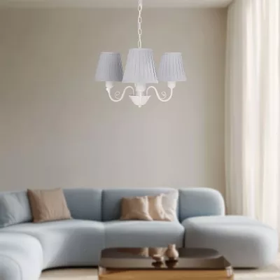 Závěsné osvětlení na řetězu FIREZ - 3xE27, 40W, bílé / šedé