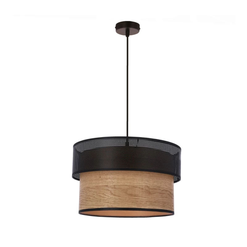 Skandinávské závěsné osvětlení FORNERO - 1xE27, 60W, černé / hnědé