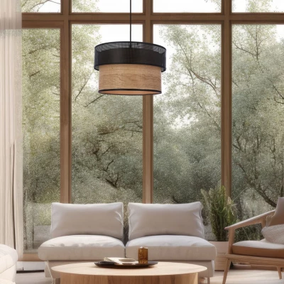 Skandinávské závěsné osvětlení FORNERO - 1xE27, 60W, černé / hnědé