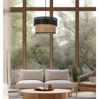 Skandinávské závěsné osvětlení FORNERO - 1xE27, 60W, černé / hnědé