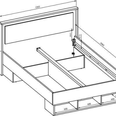 Manželská postel 140x200 NOAH - dub mauvella / béžová