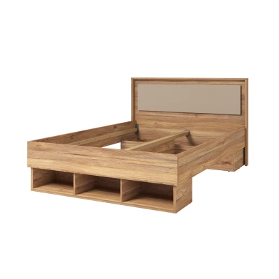 Manželská postel 140x200 NOAH - dub mauvella / béžová