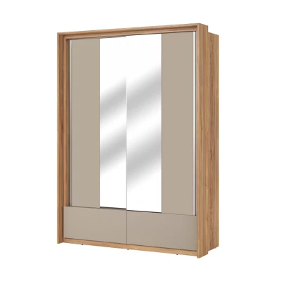 Šatní skříň 160 cm NOAH s posuvnými dveřmi - dub mauvella / béžová