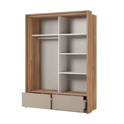 Šatní skříň 160 cm NOAH s posuvnými dveřmi - dub mauvella / béžová