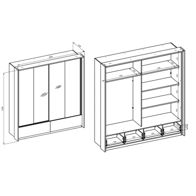 Šatní skříň 210 cm NOAH s posuvnými dveřmi - dub mauvella / béžová