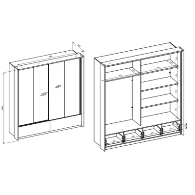 Šatní skříň 210 cm NOAH s posuvnými dveřmi - dub mauvella / béžová