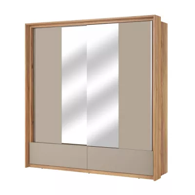 Šatní skříň 210 cm NOAH s posuvnými dveřmi - dub mauvella / béžová